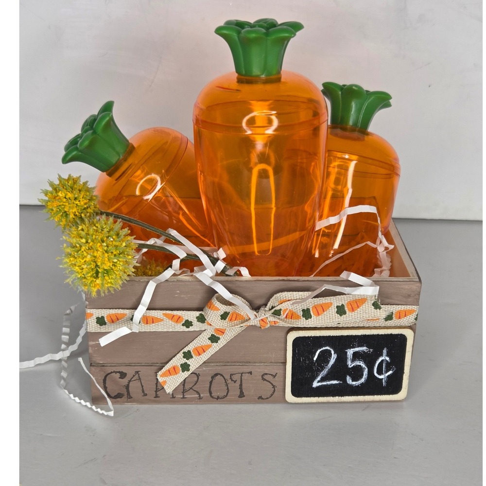 Easter Carrot Market Crate Decor Farmhouse Spring Centerpiece Set 3 Containers